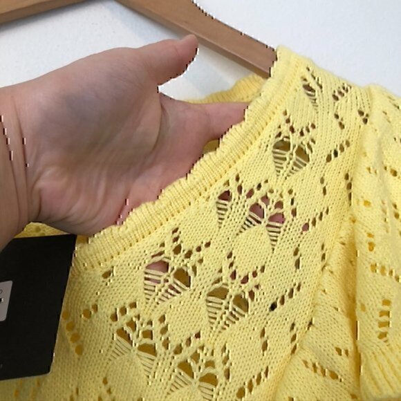 NEW NWT MARC NEW YORK Bright Yellow Sweater Cropped Cottagecore Boho 100% Cotton - Picture 7 of 9